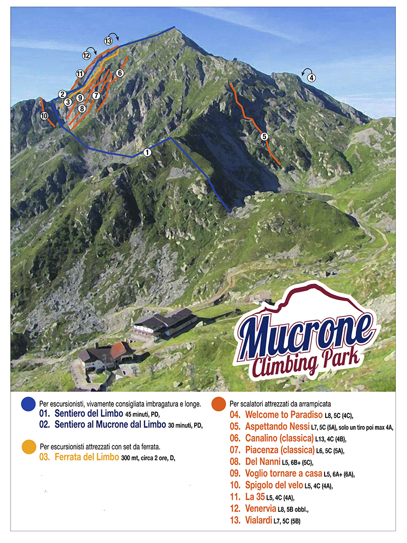 La mappa del Mucrone Climbing Park