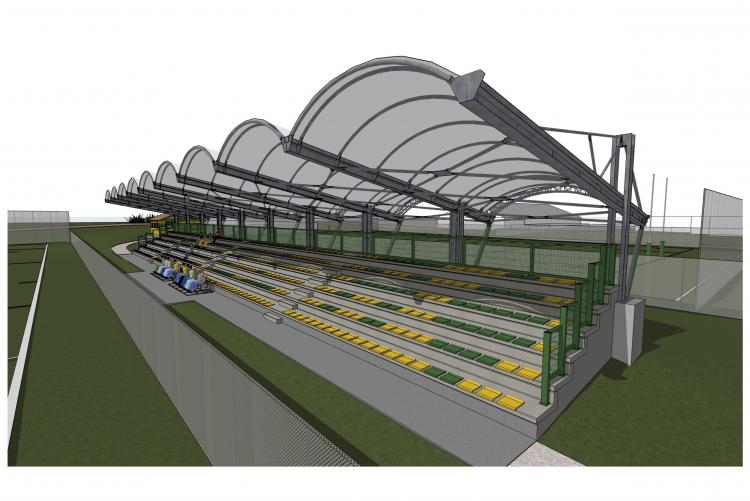 Il disegno della nuova tribuna dello stadio del rugby
