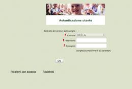 La pagina di accesso per l'iscrizione online al servizio di ristorazione scolastica